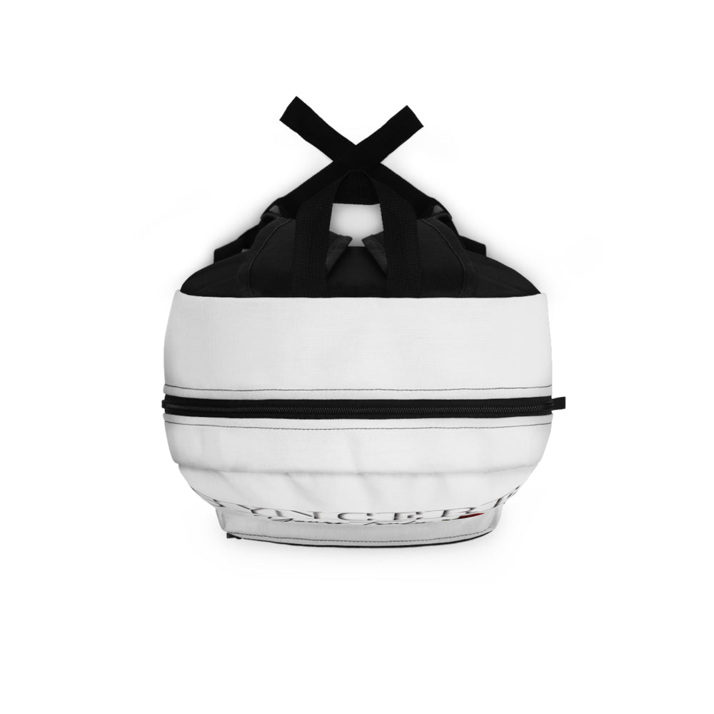 Black and white spherical bag with a cross-shaped strap on a white background