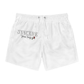 Swim Trunks — 'SINCERE' Script White Swim Shorts