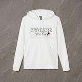 Syncere Yours Truly Hoodie — White Fleece Zip-Up with Rose Graphic