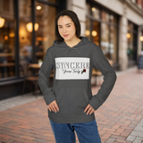 Syncere Yours Truly Hoodie — White Fleece Zip-Up with Rose Graphic