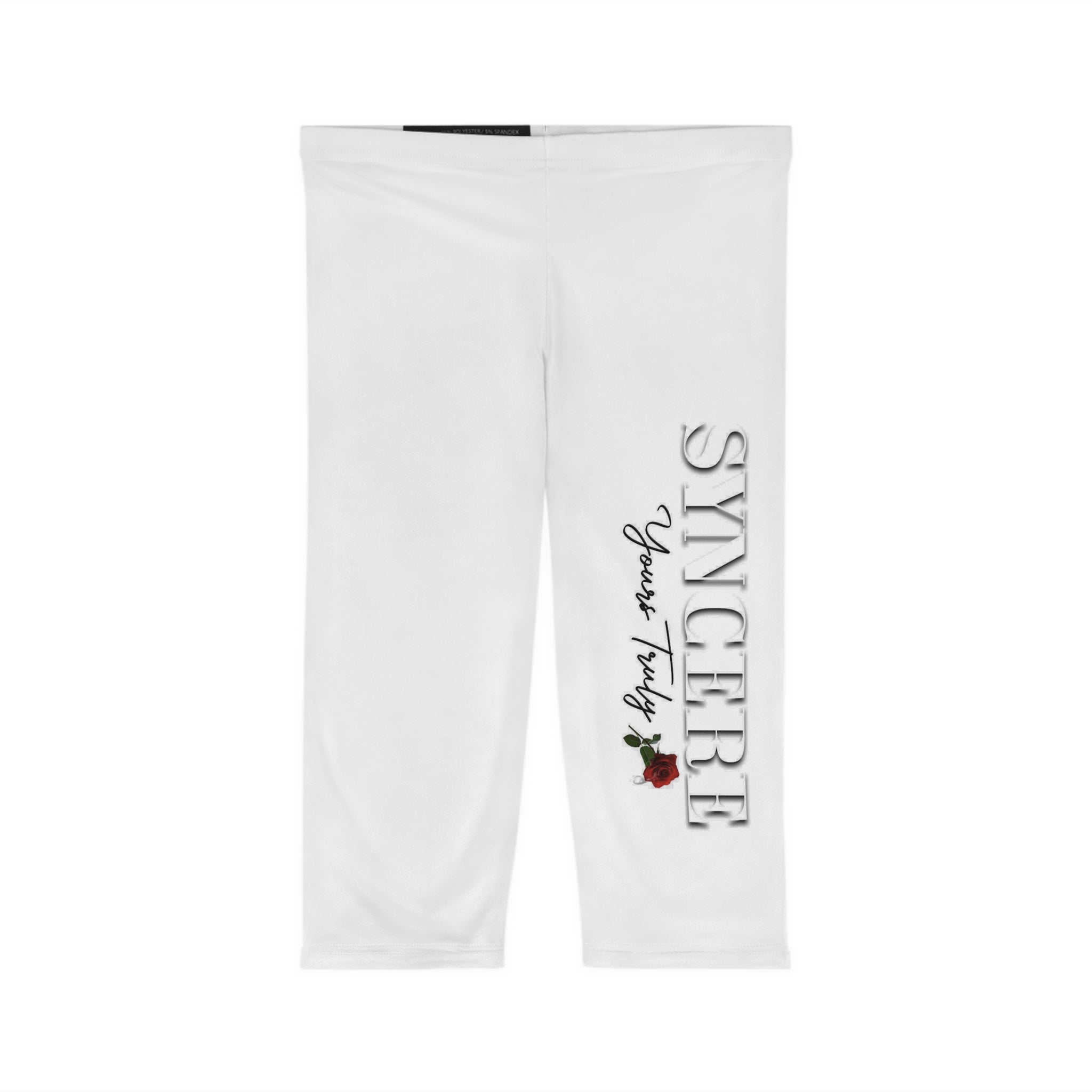 Capri Leggings —Side Script with Rose