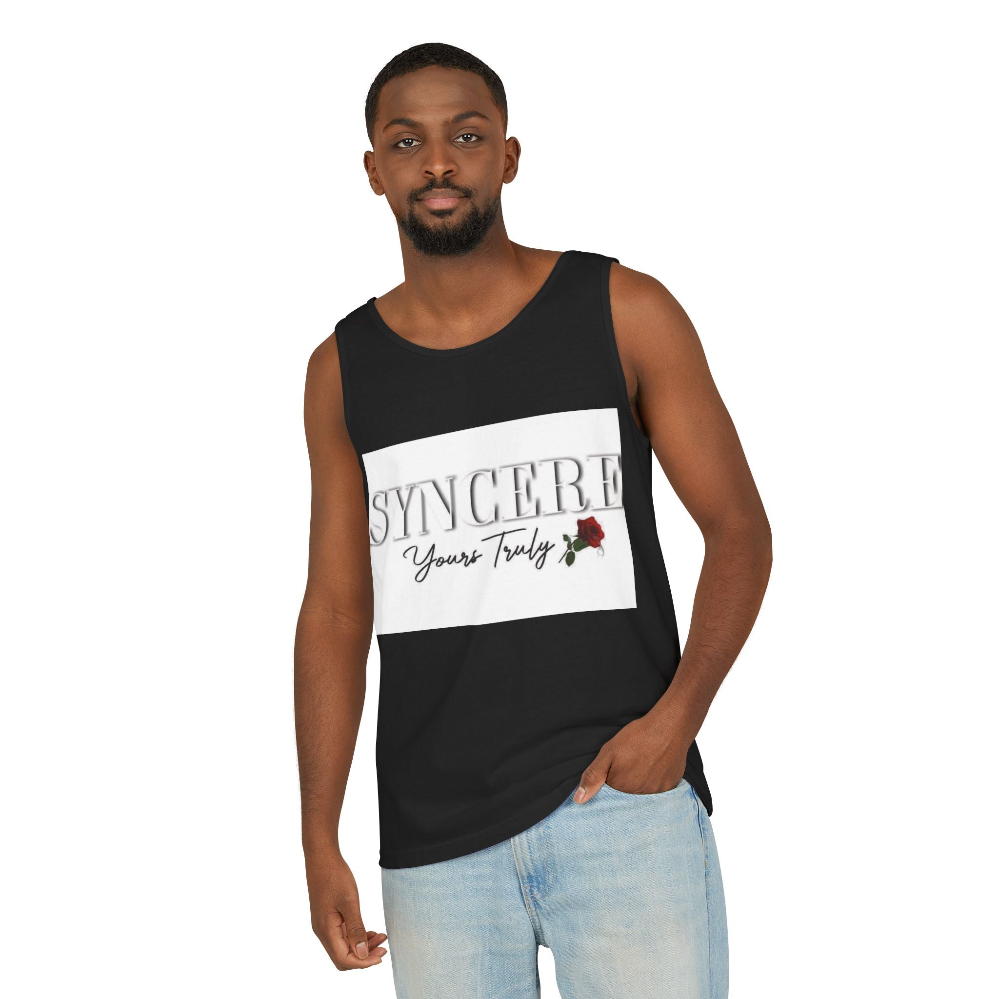Sincere "Yours Truly" Rose Tank Top – Women's/Unisex Casual Graphic Tank