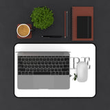 Desk Mat — "Syncere Yours Truly" White Desk Pad with Rose, Minimalist Office Mouse Pad