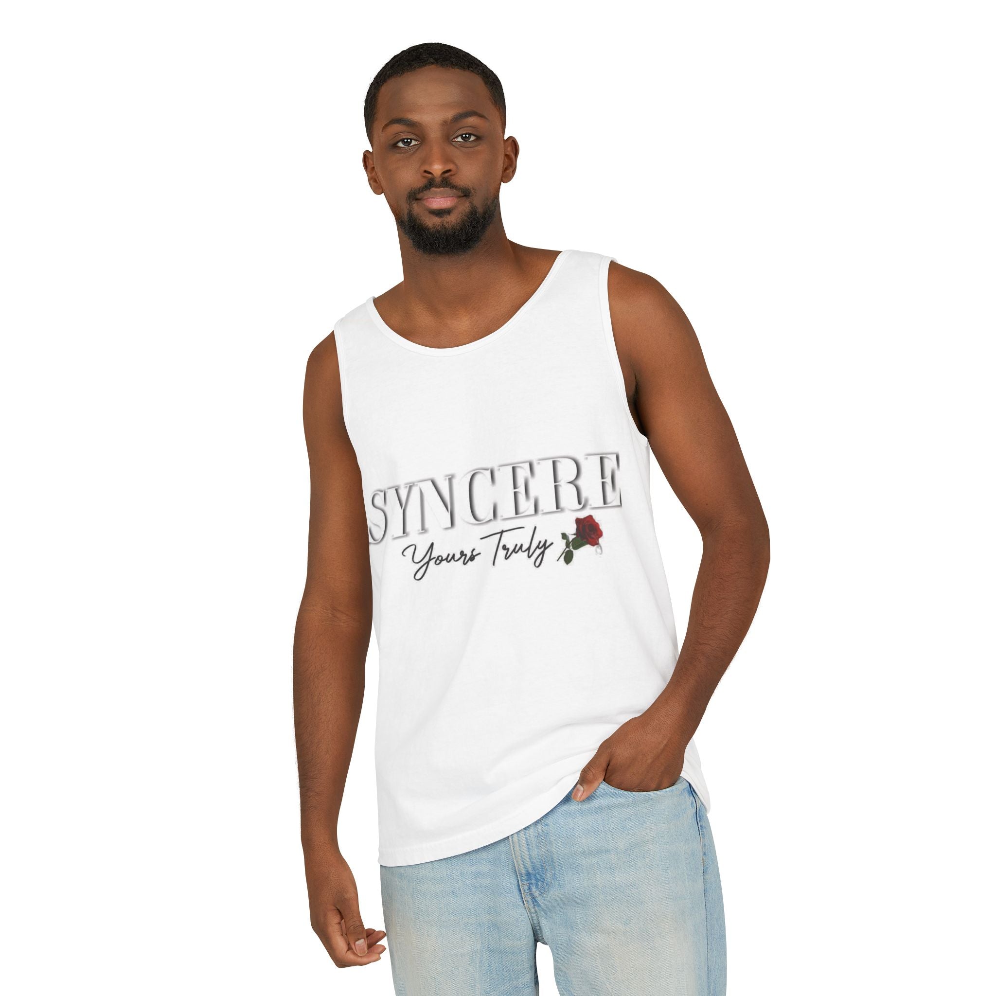 Sincere "Yours Truly" Rose Tank Top – Women's/Unisex Casual Graphic Tank