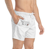 Swim Trunks — 'SINCERE' Script White Swim Shorts