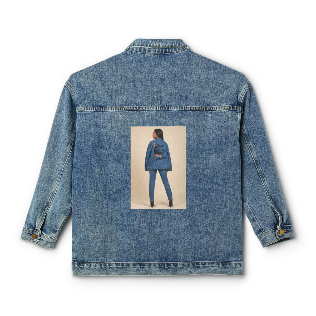 Denim Jacket — Women's Vintage-Style Back Patch Jean Jacket