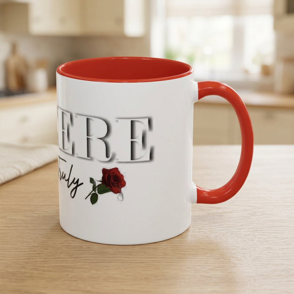 Syncerely Yours Truly Ceramic Accent Coffee Mug — Romantic Rose 11/15oz