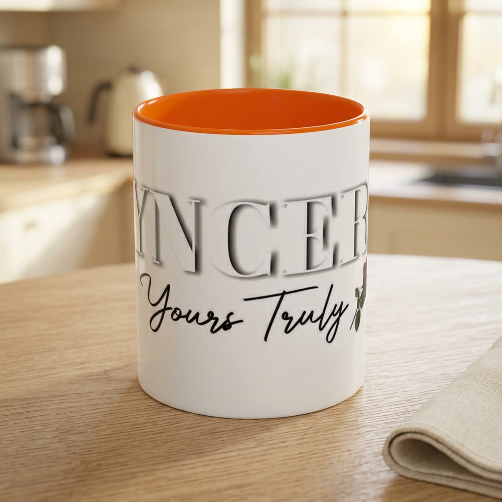 Syncerely Yours Truly Ceramic Accent Coffee Mug — Romantic Rose 11/15oz