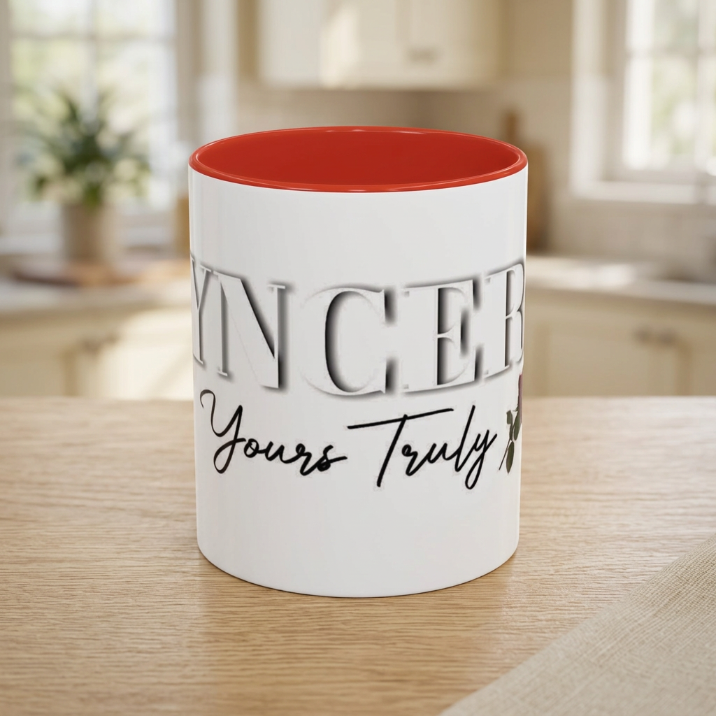 Syncerely Yours Truly Ceramic Accent Coffee Mug — Romantic Rose 11/15oz