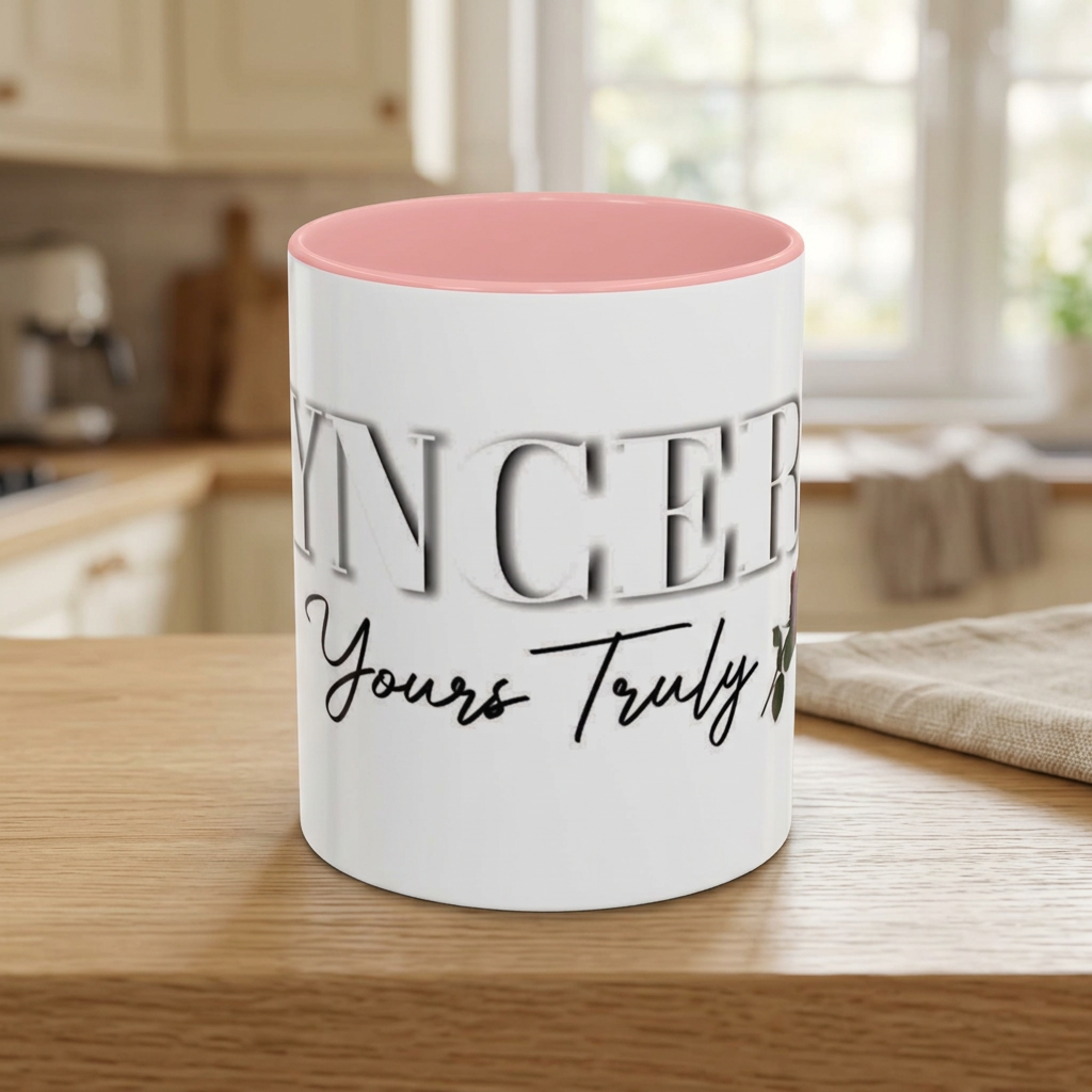 Syncerely Yours Truly Ceramic Accent Coffee Mug — Romantic Rose 11/15oz