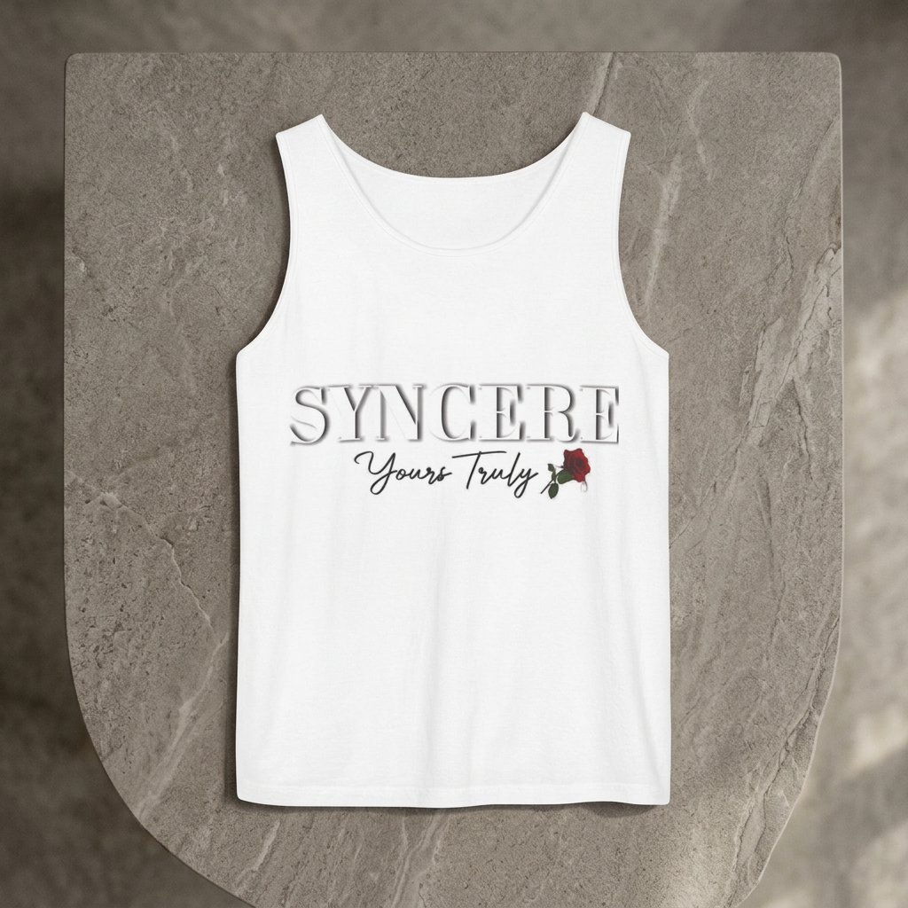 Sincere "Yours Truly" Rose Tank Top – Women's/Unisex Casual Graphic Tank