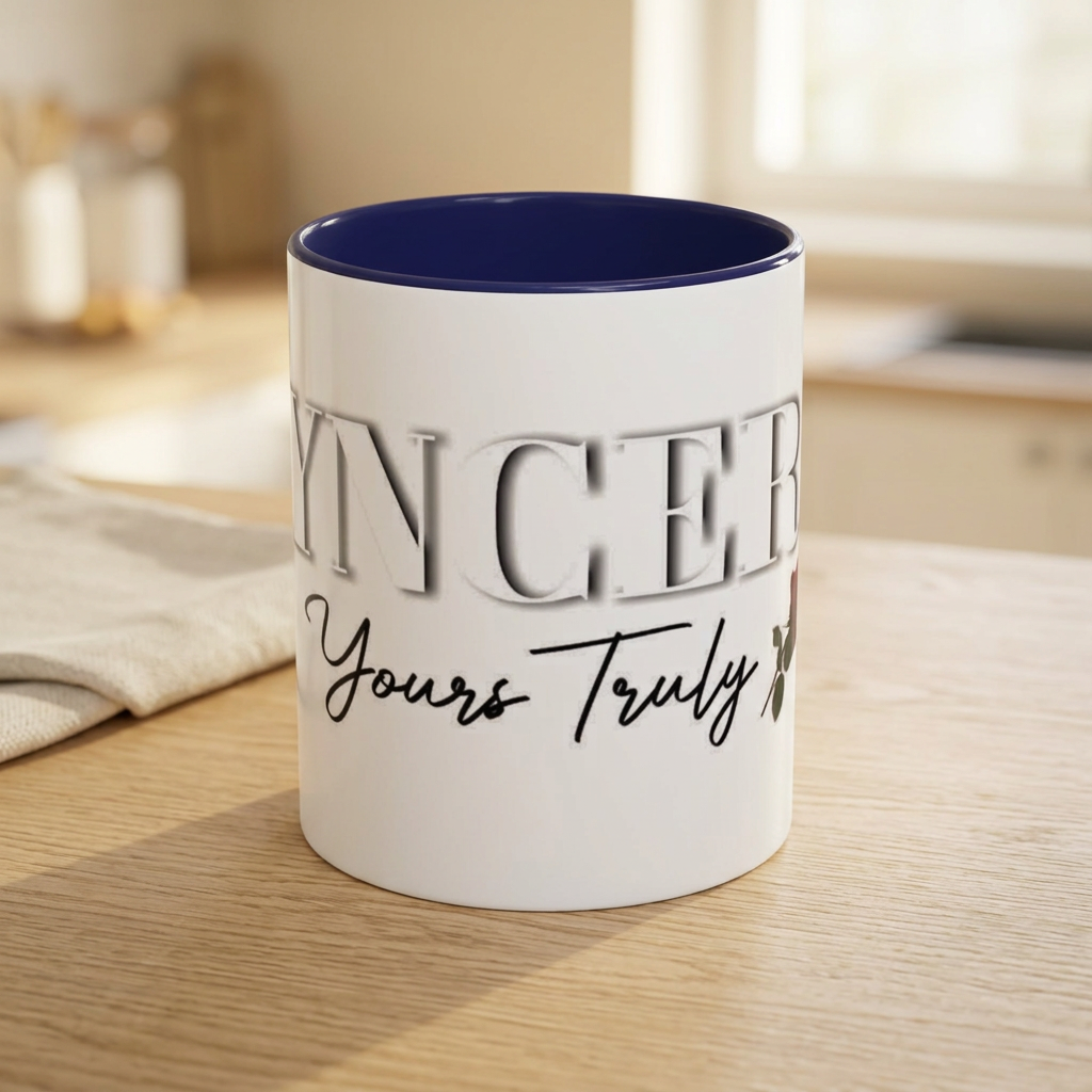 Syncerely Yours Truly Ceramic Accent Coffee Mug — Romantic Rose 11/15oz