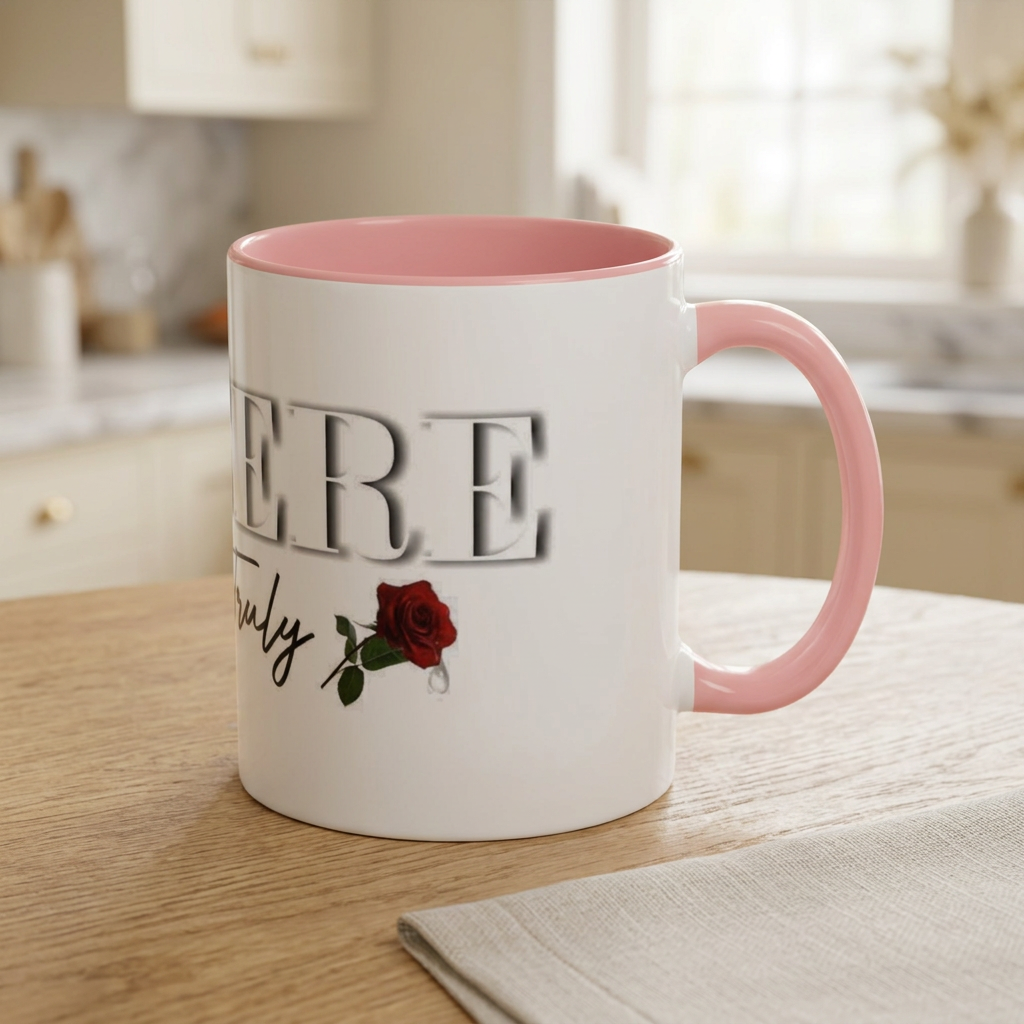 Syncerely Yours Truly Ceramic Accent Coffee Mug — Romantic Rose 11/15oz