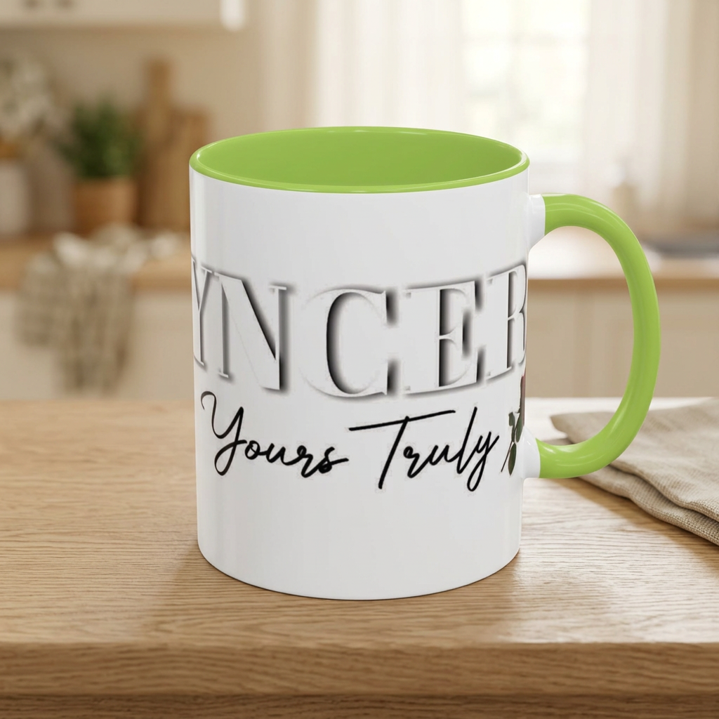Syncerely Yours Truly Ceramic Accent Coffee Mug — Romantic Rose 11/15oz
