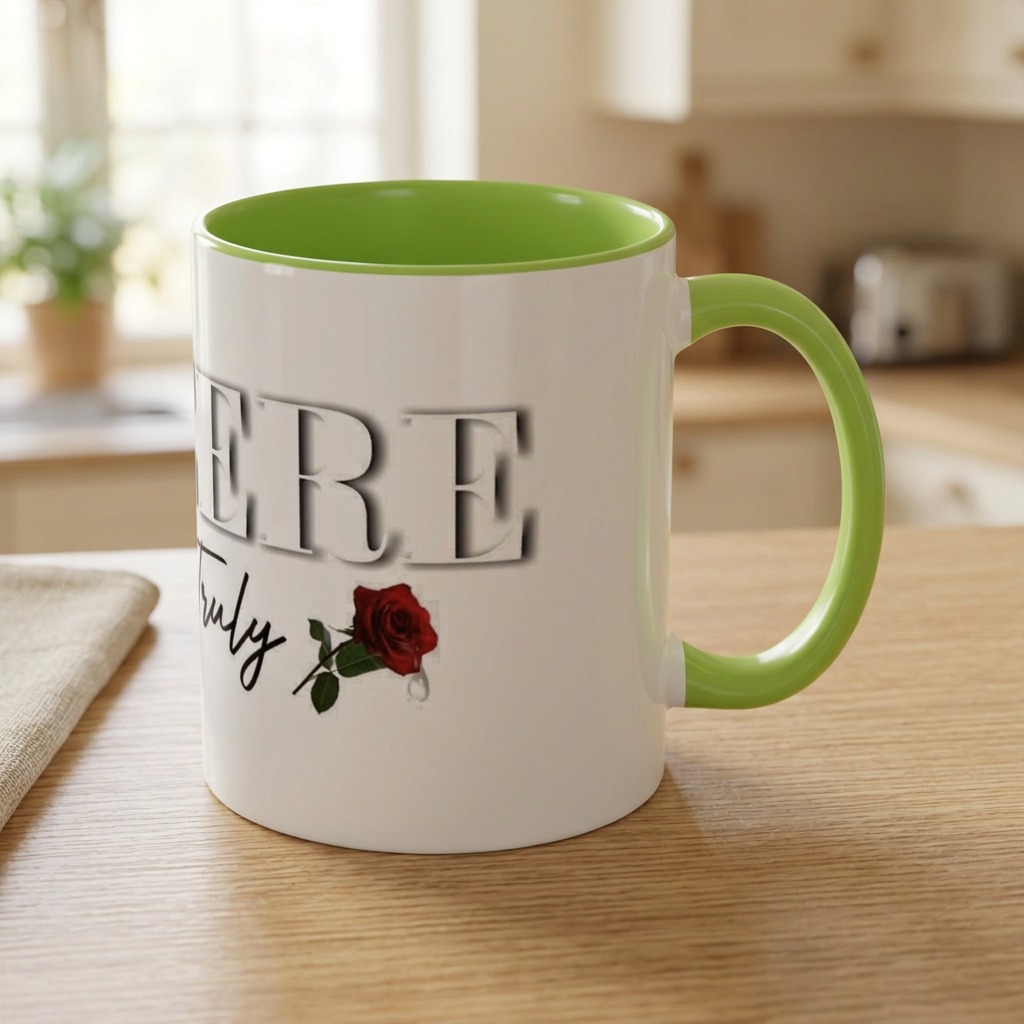 Syncerely Yours Truly Ceramic Accent Coffee Mug — Romantic Rose 11/15oz