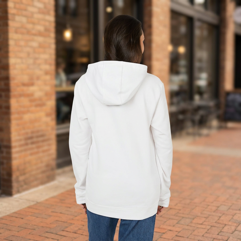 Syncere Yours Truly Hoodie — White Fleece Zip-Up with Rose Graphic