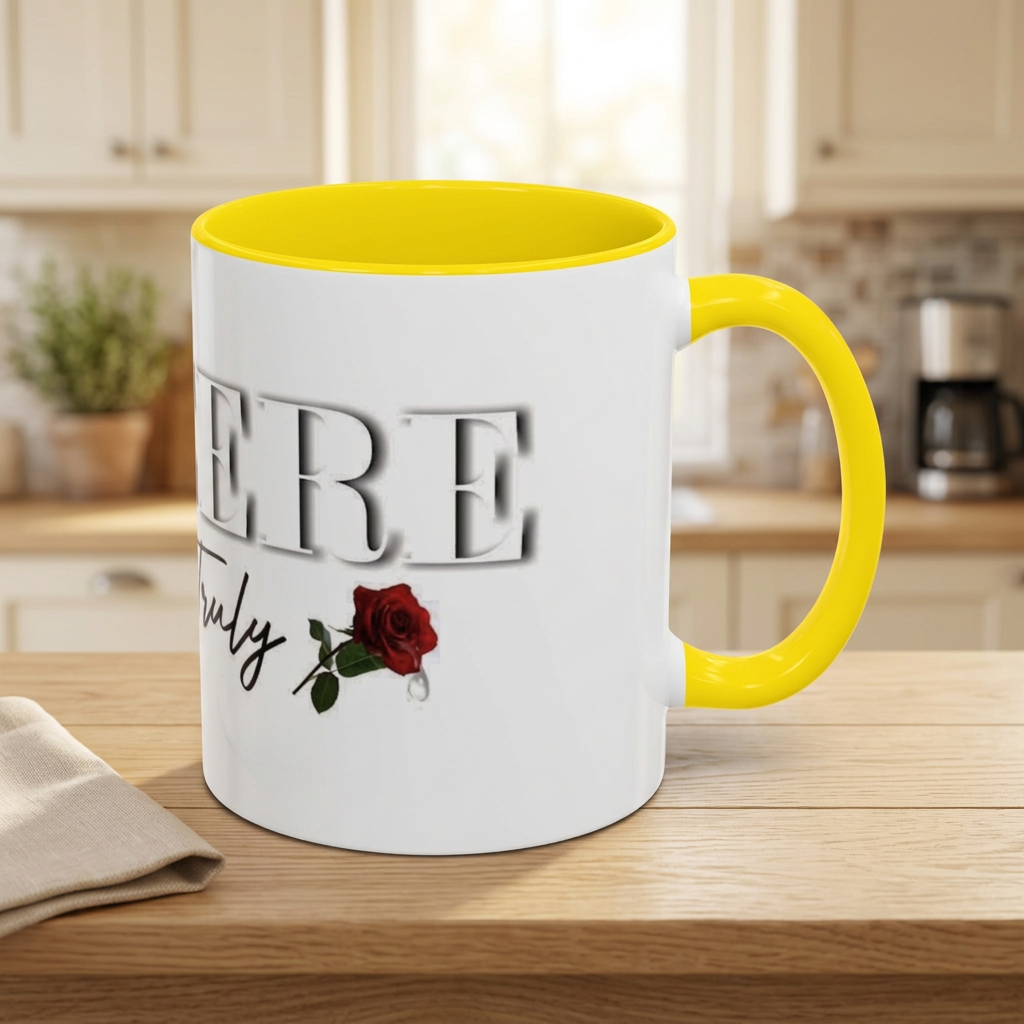Syncerely Yours Truly Ceramic Accent Coffee Mug — Romantic Rose 11/15oz