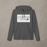 Syncere Yours Truly Hoodie — White Fleece Zip-Up with Rose Graphic