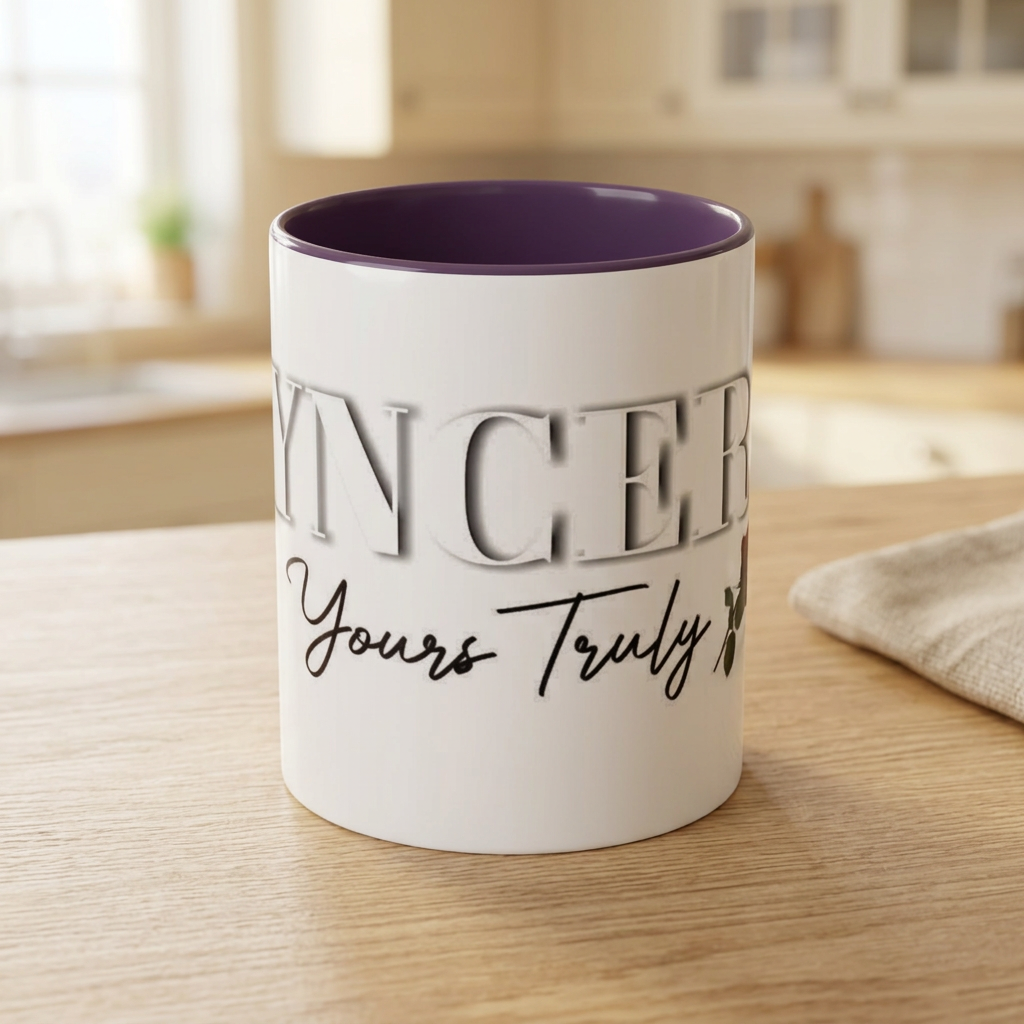 Syncerely Yours Truly Ceramic Accent Coffee Mug — Romantic Rose 11/15oz