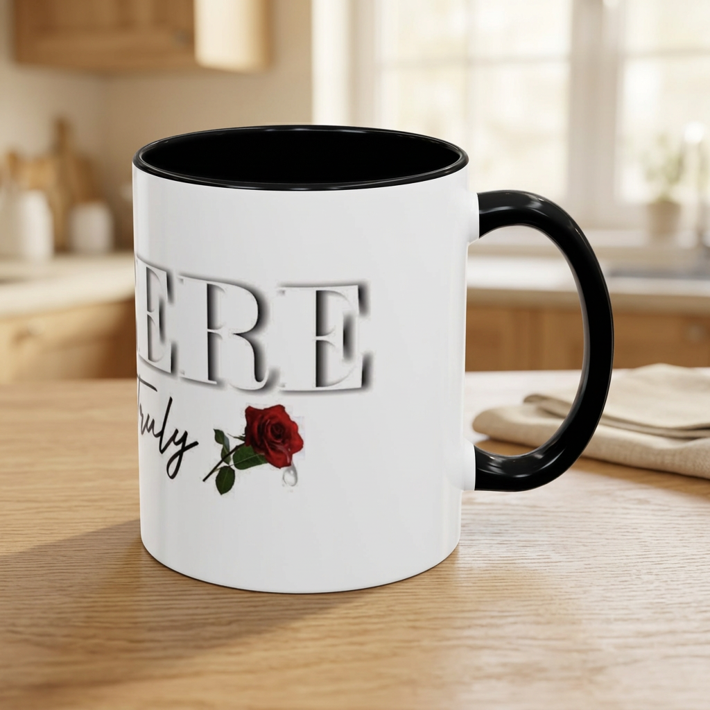 Syncerely Yours Truly Ceramic Accent Coffee Mug — Romantic Rose 11/15oz
